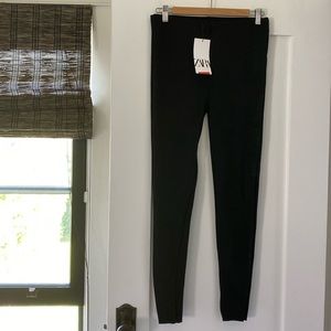 NWT Women’s Zara High Rise Black Legging Pants Sz L